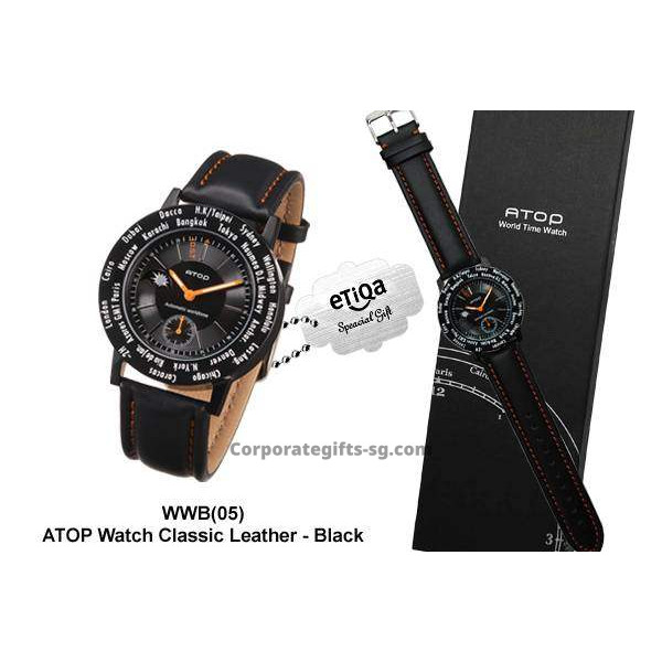 WWB-05  ATOP Watch (Classic Leather) - Black, Promotional Gifts, Promotional Gift, Singapore