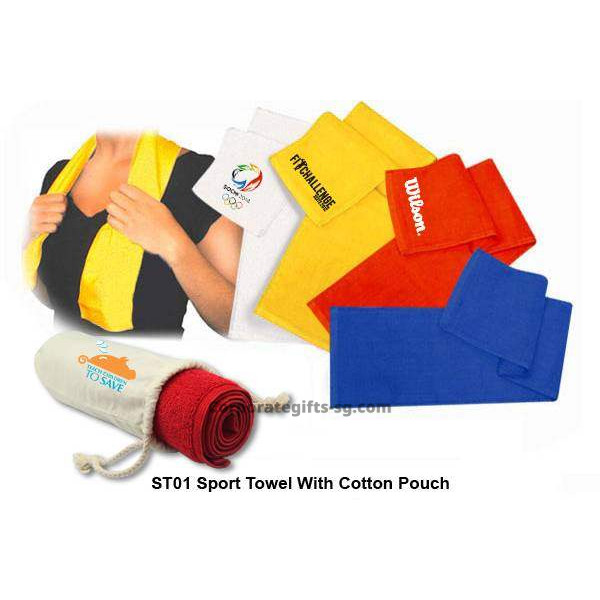 ST01 Sport Towel With Cotton Pouch, Promotional Gifts, Promotional Gift, Singapore