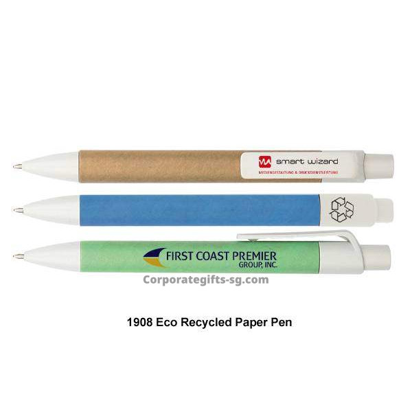 1908  Eco Recycled Paper Pen - Push Action Ball Pen, Promotional Gifts, Promotional Gift, Singapore