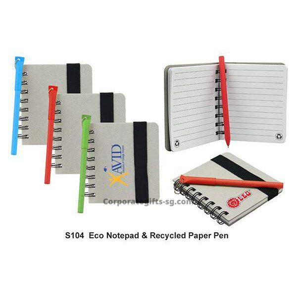 S104 Eco Note Pad & Recycled Paper Pen, Promotional Gifts, Promotional Gift, Singapore