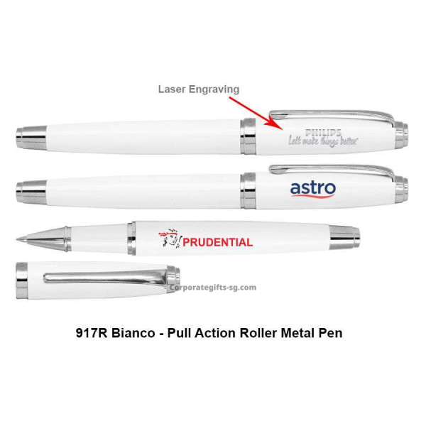 917R Bianco - Pull Action Roller Metal Pen, Promotional Gifts, Promotional Gift, Singapore