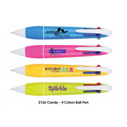 2126 Candy - Push Action Multi Function 4 Cols Ball Plastic Pen, Promotional Gifts, Promotional Gift, Singapore