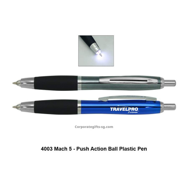 4003 Mach 5 - Push Action Plastic Ball Pen with LED light, Promotional Gifts, Promotional Gift, Singapore