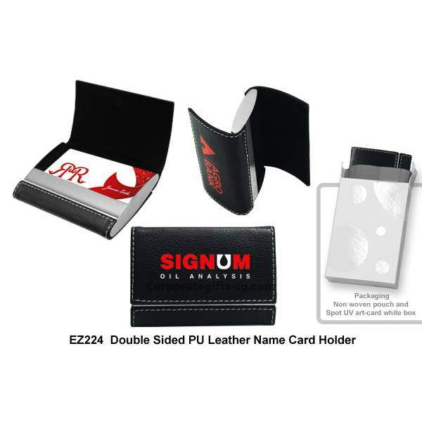 EZ224 Double Sided PU Leather Name Card Holder, Promotional Gifts, Promotional Gift, Singapore