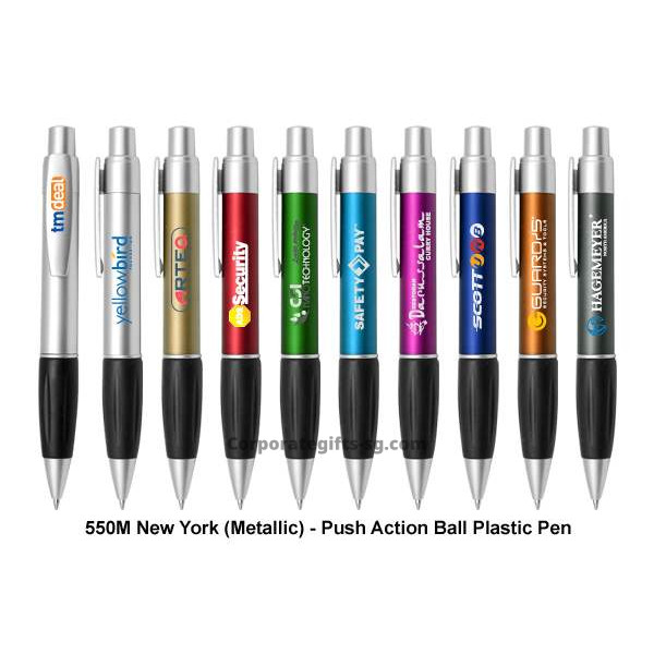 550M New York (Metallic) - Push Action Ball Plastic Pen, Promotional Gifts, Promotional Gift, Singapore