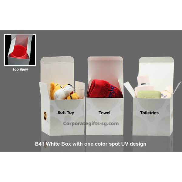 B41 White Box with one color spot UV design, Promotional Gifts, Promotional Gift, Singapore