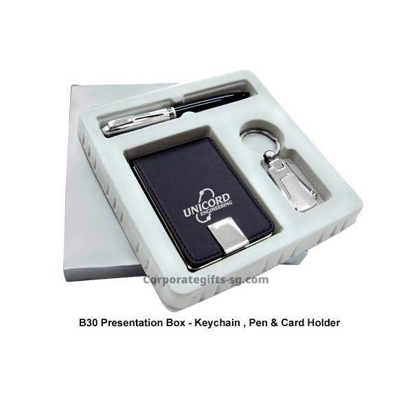 B30 Corporate Gift Set Box - Keychain,Pen & Card Holder, Promotional Gifts, Promotional Gift, Singapore