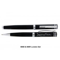 886BR London Set - Pen Set C/W Ball Pen Roller Metal Pen, Promotional Gifts, Promotional Gift, Singapore