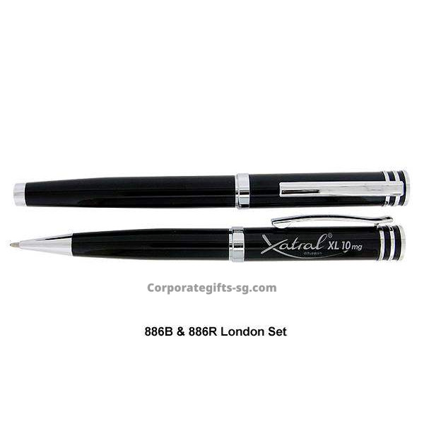 886BR London Set - Pen Set C/W Ball Pen Roller Metal Pen, Promotional Gifts, Promotional Gift, Singapore