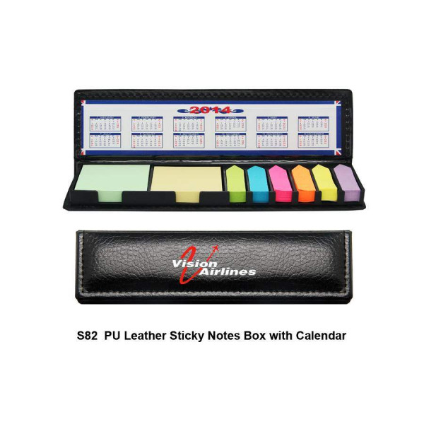 S82 PU Leather Sticky Notes Box with Calendar, Promotional Gifts, Promotional Gift, Singapore