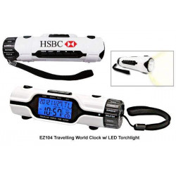 EZ104 Travelling World Clock w/LED Torchlight & Carry Strap, Promotional Gifts, Promotional Gift, Singapore