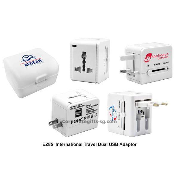 EZ85 International Travel Dual USB Adaptor, Promotional Gifts, Promotional Gift, Singapore