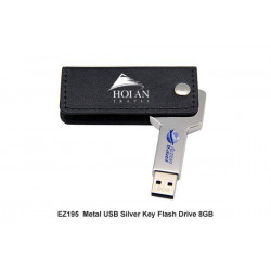 EZ195 Metal USB Silver Key Flash Drive 8GB in PU Leather Pouch, Promotional Gifts, Promotional Gift, Singapore