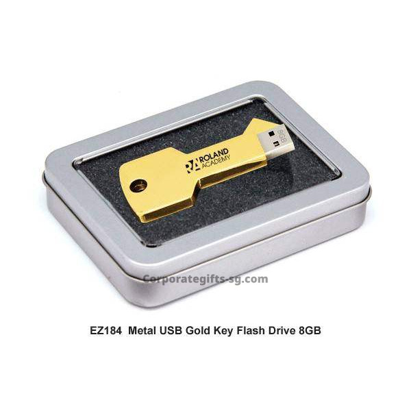 EZ184 Metal USB Gold Key Flash Drive 8GB, Promotional Gifts, Promotional Gift, Singapore