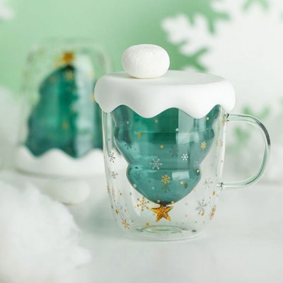 250ML Christmas-Tree Glass Mug, Promotional Glass, singapore corporate gifts