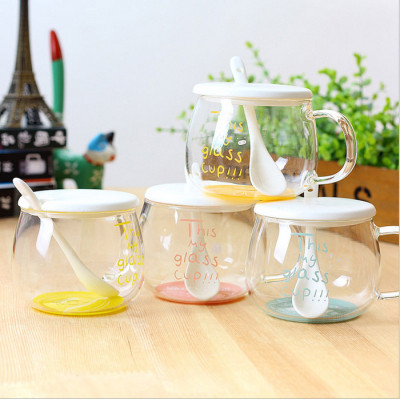 Glass Cup with Spoon and Lid, Promotional Glass, singapore corporate gifts
